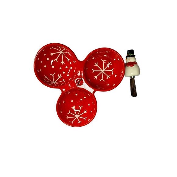 3 Section Divided Dish with Removable Snowman Spreader Knife​​​​ - Picture 5 of 8